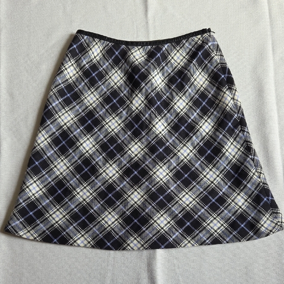 Anne Klein Navy and White Plaid A-Line Skirt Y2K - Picture 2 of 9